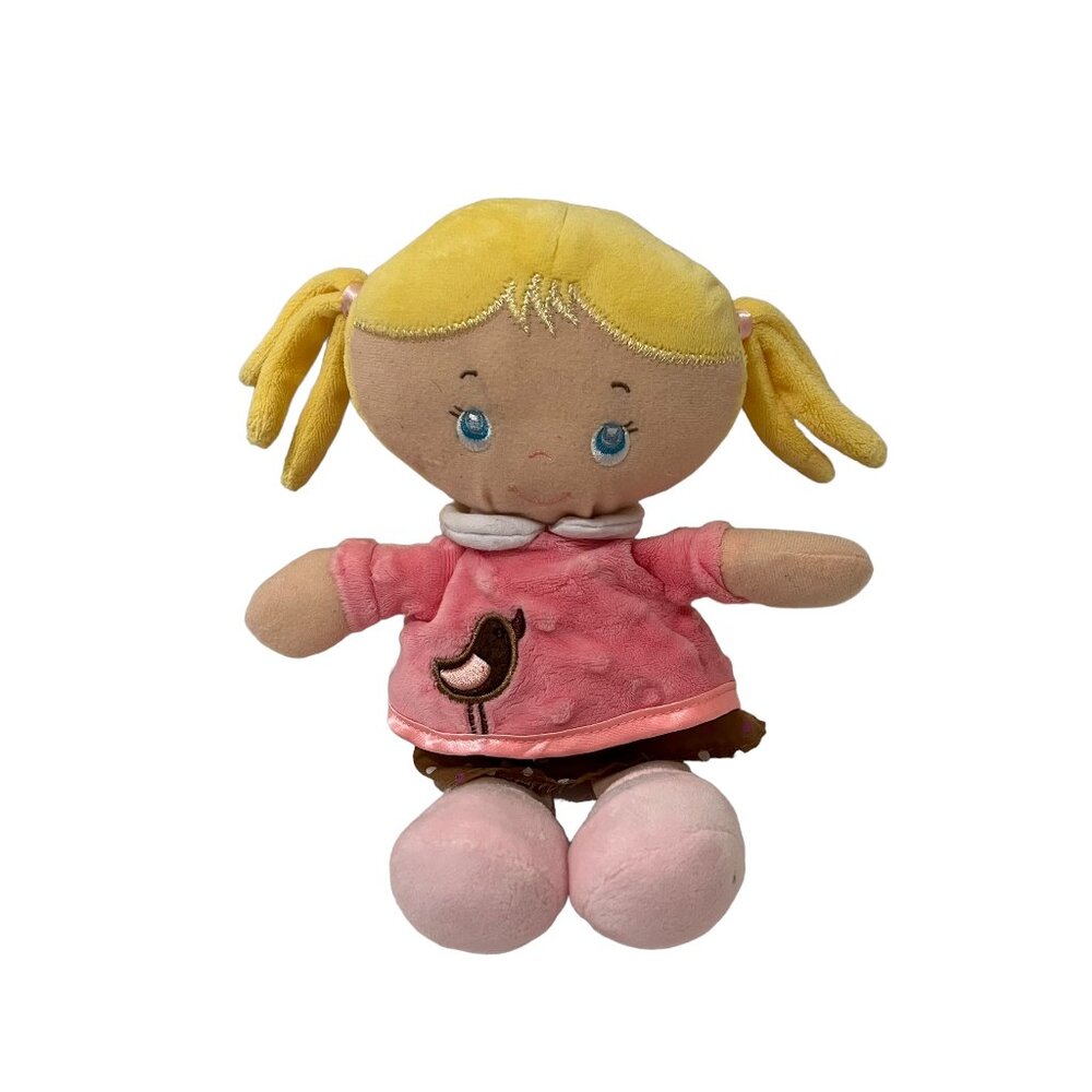 Kids Preferred Plush Stuffed Soft Baby Doll 10" Blonde Hair Blue Eyes Pink Dress